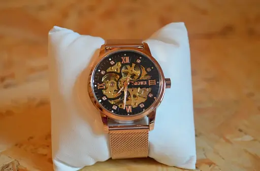 Чоловічий скелетон годинник Skmei 9199 (Розове золото) - фото 5
