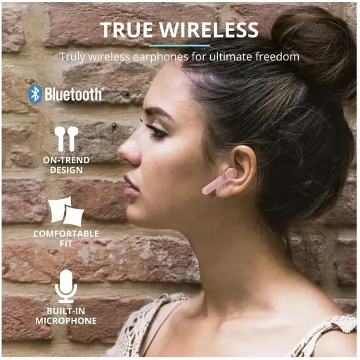 Наушники TWS Trust Primo Touch True Wireless Mic Pink (23782) - фото 9