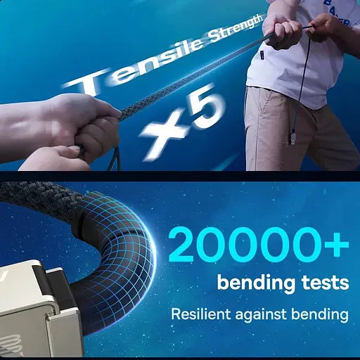 Дата кабель Baseus Unbreakable Series Fast Charging Type-C to Lightning 20W 1m (P10355803111-0) Cluster Black - фото 3