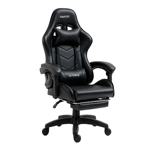 Крісло геймерське Hanert G-Force з підставкою для ніг Black