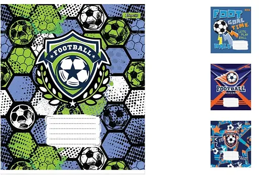 Зошити учнівські 12 аркушів лінія. 1В Football, 25 шт. в упаковці