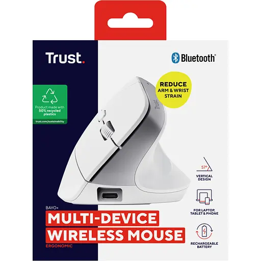 Мишка Trust Bayo+ Ergonomic Wireless/Bluetooth White (25399) - фото 9