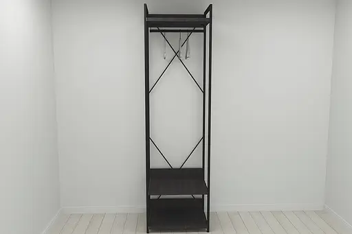 Шафа Гардероб Уні секція 1 серії Конект Ferrum-decor 220x60x50см Чорний метал ДСП Венге Магія 32 мм (FRD-104500)