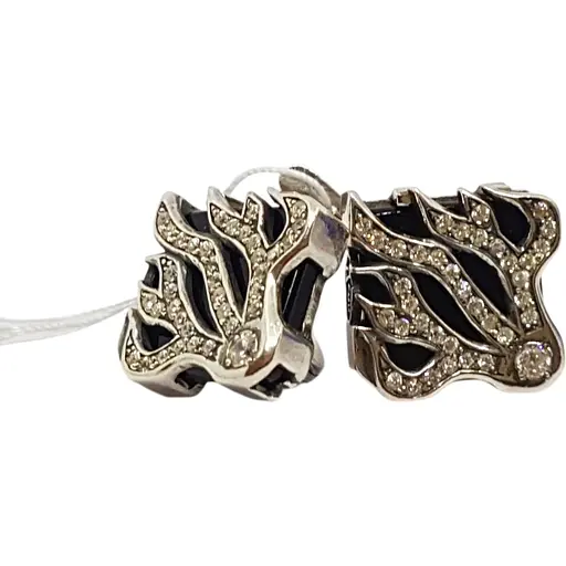 Срібні сережки Агні Вогонь з оніксом. 2402