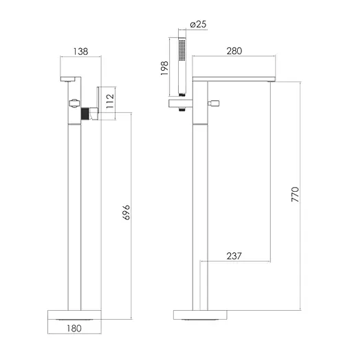 Смеситель для ванны напольный шампань Imprese Deira ZMK112009060 Золото - фото 2