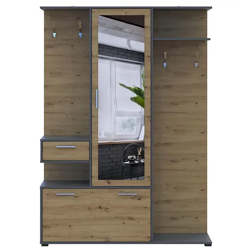 Передпокій Doros Фінч Графит / Дуб Артизан 145х37х202 (44900220) - фото 13