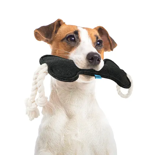 Игрушка для собак Barksi Косточка с канатом M черная - фото 3