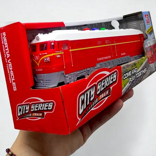 Поезд инерционный RJ024, звук, свет, в коробке (6920107889480) Красный - фото 2