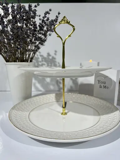 Фруктовница 2-ярусная фарфоровая Interos 8.25/10" белая (0133-А) - фото 3