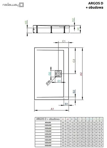 Душовий піддон Radaway Argos D 140x90 4ADN914-02 - фото 5