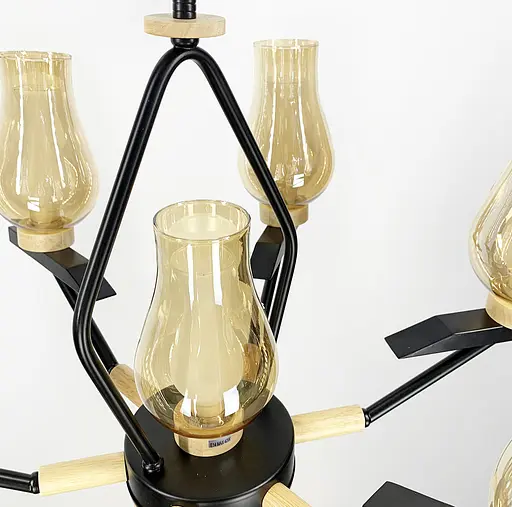 Підвісна люстра з деревʼяною фурнітурою Line.F ZL 467/6+1 - фото 6