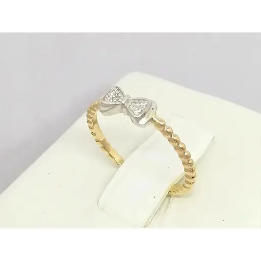 Золотое кольцо Харьковская ювелирная фабрика Бантик с фианитами. 700270 15,5 - фото 3