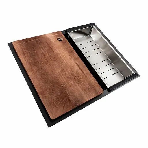 Кухонна мийка PVD чорна СМ 54x44 Platinum Handmade (монтаж під стільницю), Чорний - фото 4