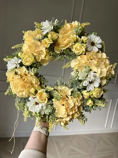 Цветочный декоративный венок на двери Hvoya Летнее желтое утро 50 см - фото 2