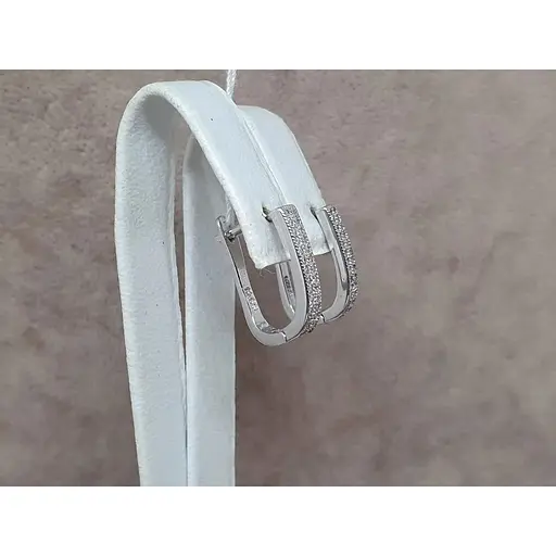 Срібні сережки TOP Silver з фіанітами. 520387Б - фото 3