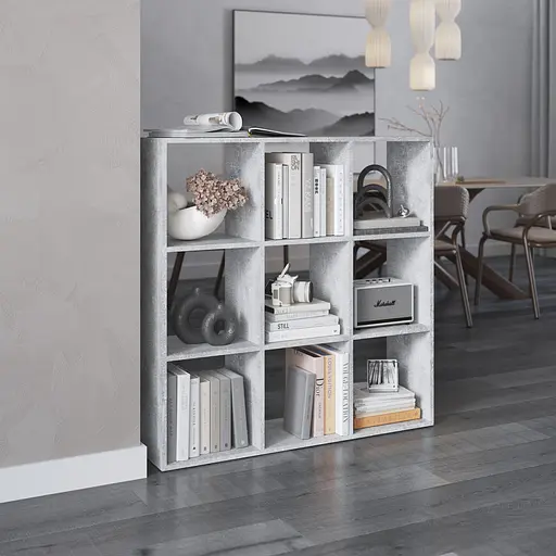 Полка для книг Vays cтеллаж для дома на 9 ячеек M-20 Бетон