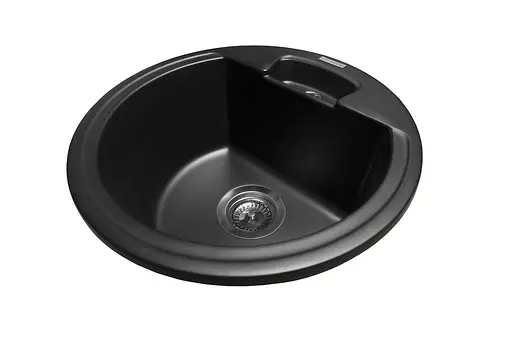 Кухонная мойка гранитная Miraggio Valencia black 442x442x202 00210907, Черный - фото 2