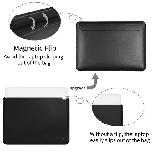 Чохол з підставкою WIWU SKIN PRO Portable Stand Sleeve 13.3" Чорний - фото 3