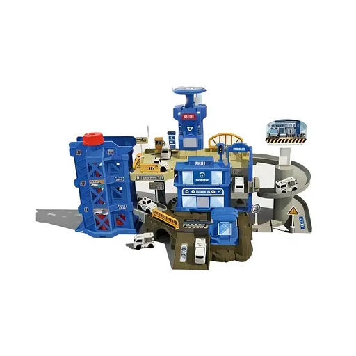 Трек ZX 065 A Поліцейський відділок зі звуковими ефектами, підсвічуванням, 3 машинками та механічним підйомником