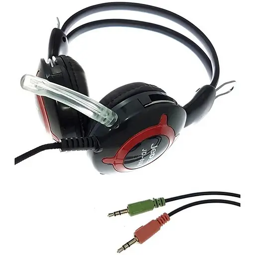 Дротові, ігрові, накладні навушники Jedel JD-868, Jack 3.5, 1.5m, black red