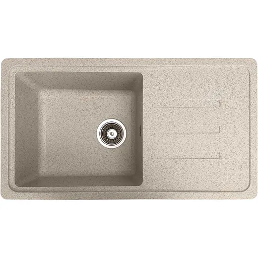 Гранітна кухонна мийка Romzha Trei 78 Gri (802) з крилом - фото 1