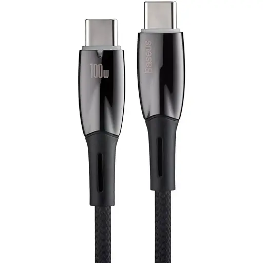 Кабель Baseus Gli ммer Series Fast Charging Data Cable Type-C to Type-C 100W 1 м Черный