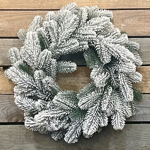 Вінок новорічний різдвяний Hvoya Lux з литої хвої засніжений 50 см