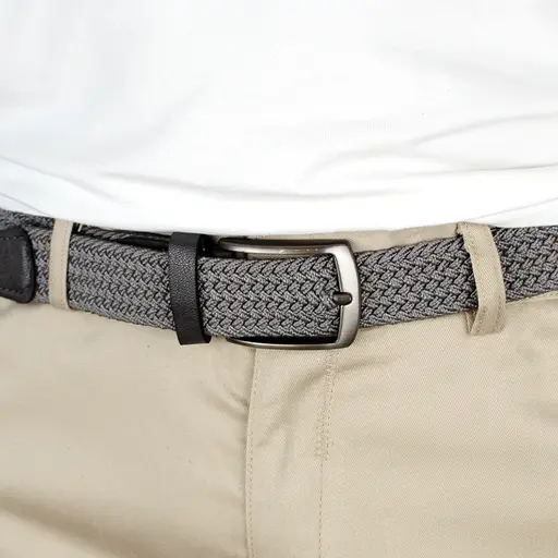 Ремень резинка мужской JK-35004 (110 см) светло-серый плетеный - фото 7