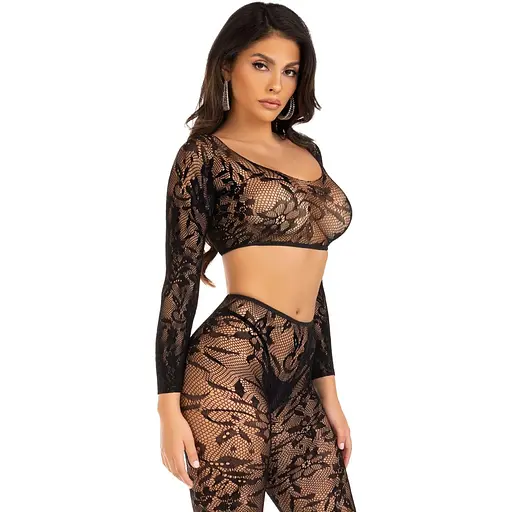 Комплект Leg Avenue Crop top & footless tights Black One Size