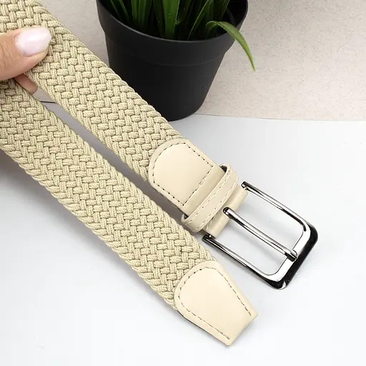 Ремінь-гумка жіночий PS-35010 (110 см) бежевий плетений - фото 4