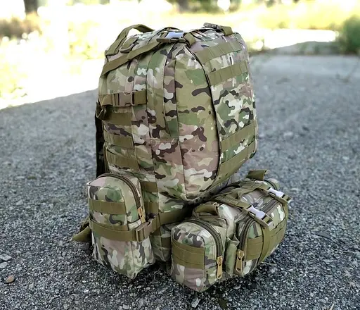 Тактический большой рюкзак Мультикам TacticBag 45-55л с подсумками (Камуфляж) - фото 6