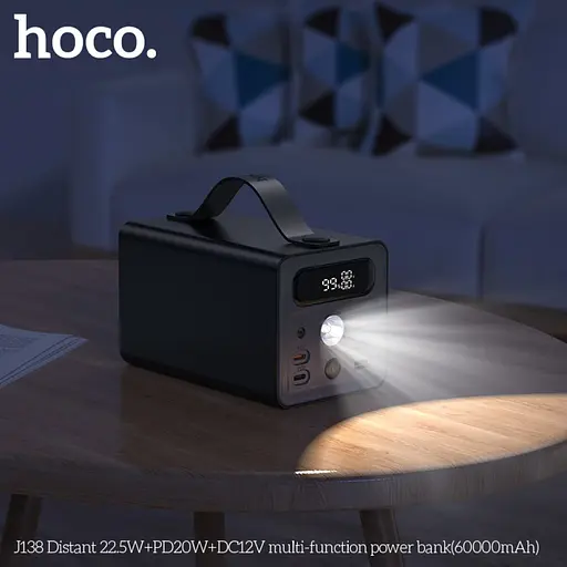 Портативна батарея - зовнішній АКБ Hoco J138 60000 mAh 12в power bank - фото 7