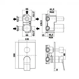 Змішувач для ванни/душу на 3 споживача Paffoni Tilt з металевою накладкою steel TI019ST/M, Нержавіюча сталь - фото 2