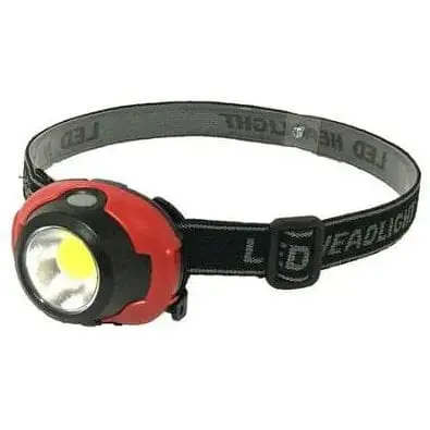 Налобный фонарь 1801-COB с ярким COB LED питание от 3×AAA батареек Красный - фото 1