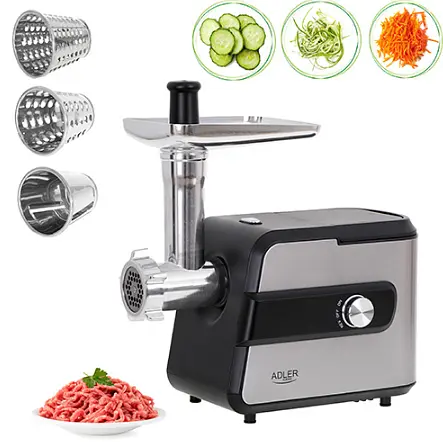 Мясорубка №5 с слайсером + насадка на колбасу и кеббе Adler AD 4813 - фото 2
