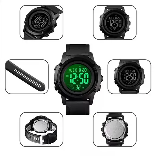 Чоловічий наручний годинник Skmei 1506 Чорний з чорним - фото 6