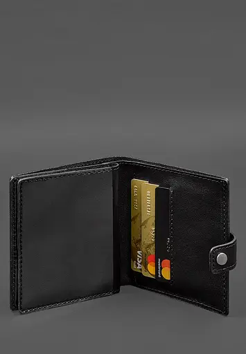 Кожаная обложка-портмоне для военного билета офицера запаса (широкий документ) Черная - фото 7