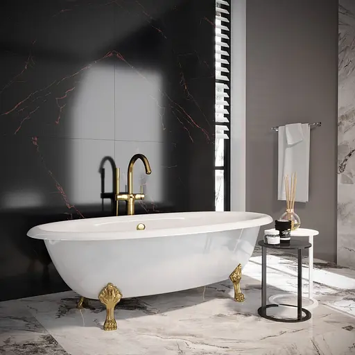 Ванна окремостояча матова Amdcon Olmpa 180x90 біла з литого каменю золоті ніжки OLMPA_180_nzhk-g_MAT Білий матовий - фото 2