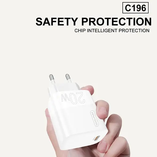 Мережевий зарядний пристрій WUW-C196 1Type-C PD20W білий - фото 3