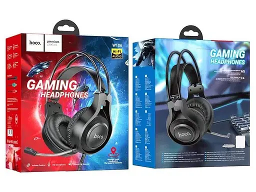 Ігрові дротові навушники Hoco W106 Tiger з мікрофоном (Чорні) - фото 5