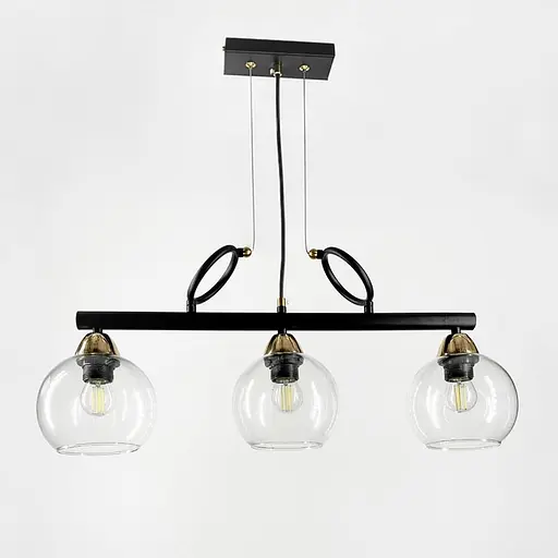 Видовжена люстра Лофт на 3 прозорих плафони | Арт. YQ307/3 AB+BK+CL | Line F - фото 1