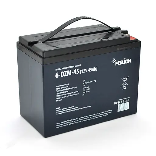 Тяговая аккумуляторная батарея AGM MERLION 6-DZM-45, 12V 45Ah M5 (222x1211x175) - фото 1