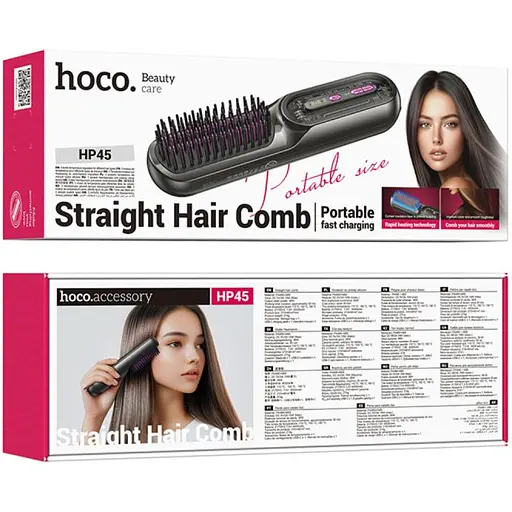 Гребінець для випрямлення волосся Hoco HP45 Heating straight hair comb Gray - фото 5