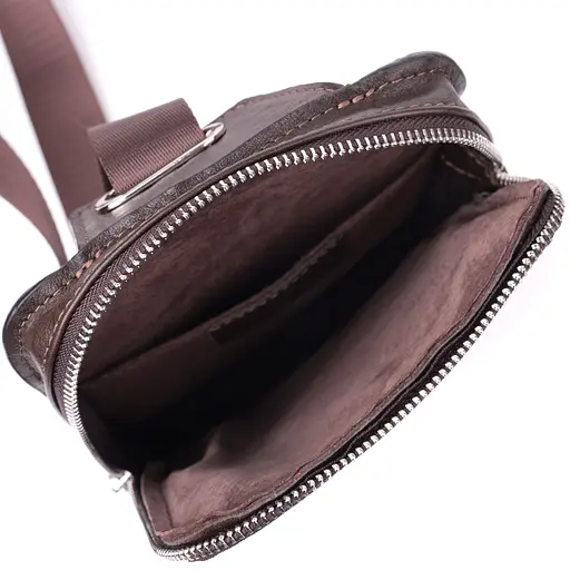 Прямоугольная мужская сумка бананка из гладкой натуральной кожи GRANDE PELLE 15,5х20,5х3,5 см sum0027007 - фото 18