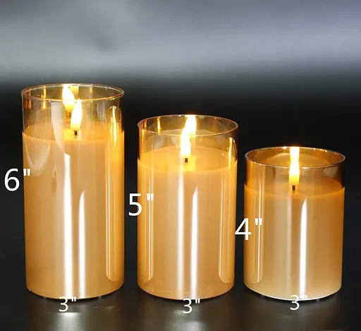 Стеклянные беспламенные свечи Eywamage с дистанционным управлением 3 шт. Realstic LED - фото 4