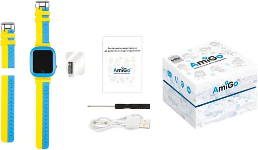 Детские часы - телефон AmiGo go004 GLORY Blue-Yellow (желто-голубой) - фото 6