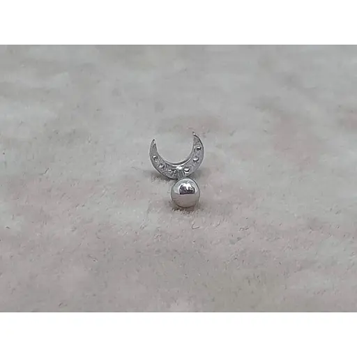 Серебряная серьга для пирсинга хеликса Ирий Луна с фианитами. 40107ШТ - фото 4