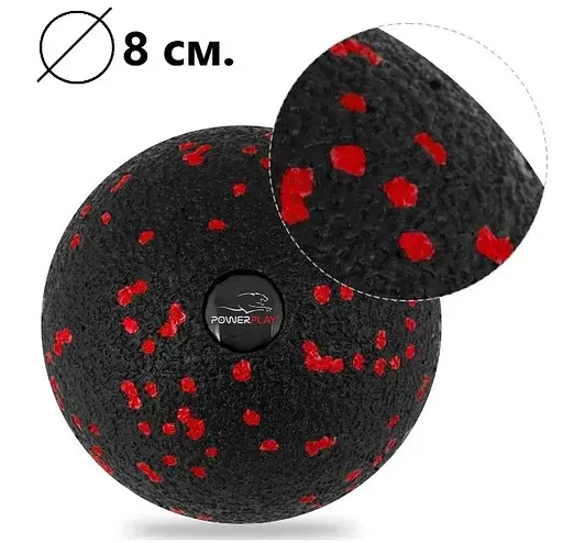 Набір для масажу та йоги PowerPlay PP_4091 EPP (2 м'ячики + валик масажер 15*5,3 см) Red + гумка 11 кг (PP_4091_Red) - фото 5