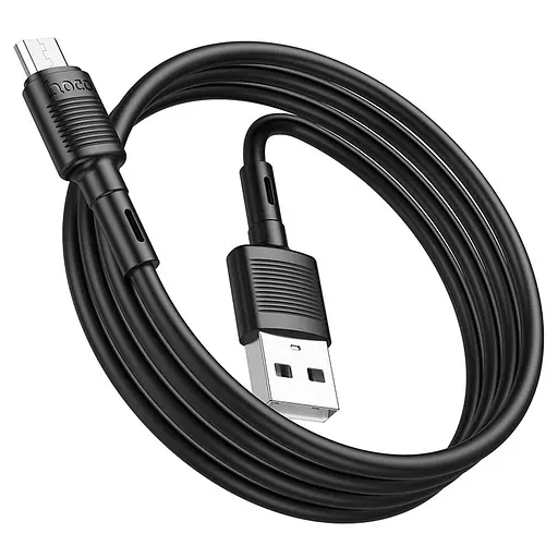 Кабель HOCO X83 USB to Micro 2.4A, 1m, PVC, PVC connectors, Black - фото 4