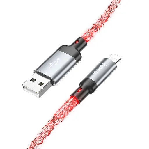 Дата кабель Hoco U112 Shine 2.4A USB to Lightning (1m) Gray - фото 2